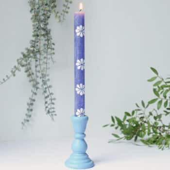 Royal Blue Candle with White Petals