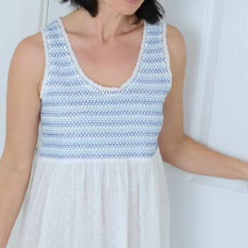White Cotton Women’s Nightdress with Deep Smocking and Lace