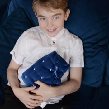 Deep Turquoise Blue Velvet Embroidered Mini Hot Water Bottle