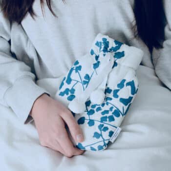 Reef Blue and White Mini Hot Water Bottle with Appliqué Stitching