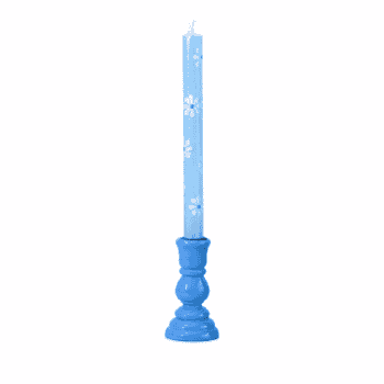 Pale Blue Candle with White Petals