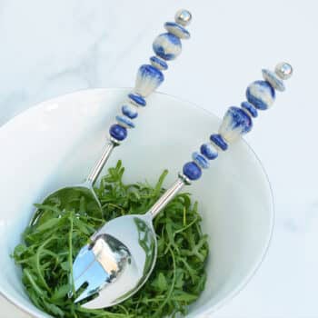 Blue Ceramic Salad Server Set