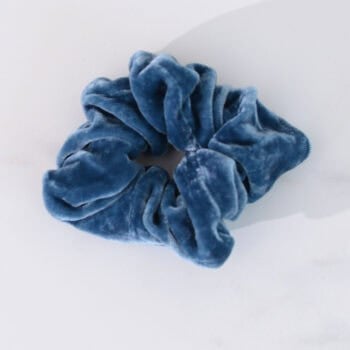 Silk Velvet Hair Scrunchies, Denim