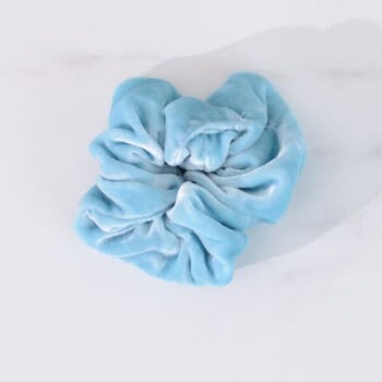 Silk Velvet Hair Scrunchies, Soft Blue