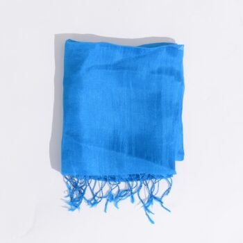 Pure Raw Silk Scarf, Turquoise Blue