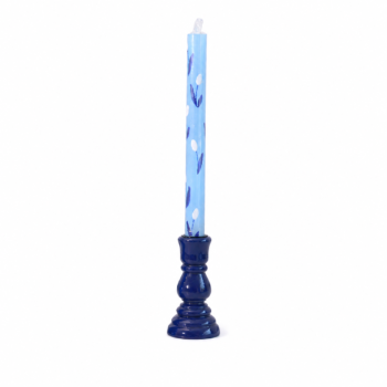 Pale Blue Candle with Tulips